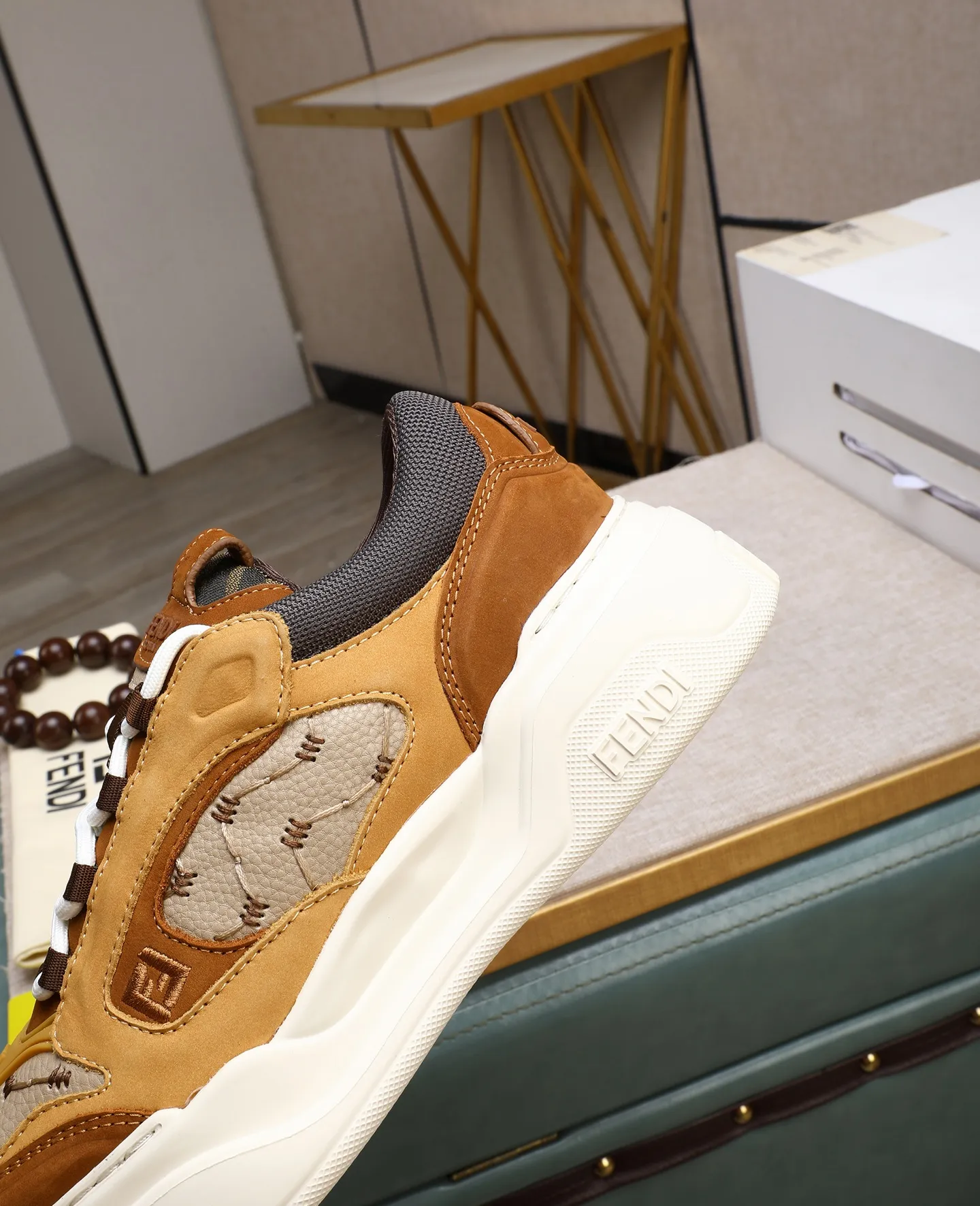 Men's shoes 💰820 [FENDI] Fendi - High-end quality original casual sports shoes - Upper: Nappa calfskin, pebbled calfskin, tongue and heel; injection molded brand logo plastic module - Lining: brand canvas - Outsole: ultra-light TPR foam·rubber; molded outsole -Super high quality control·Fine workmanship: highlighted (high-end·luxury·grade) -Size :39-44 (38, 45, can be customized)